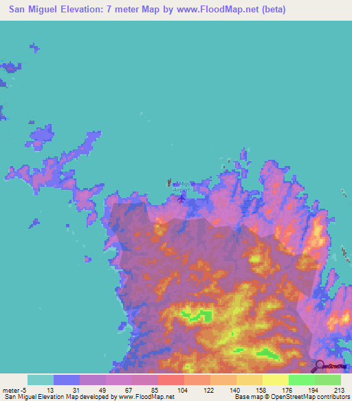 San Miguel,Panama Elevation Map
