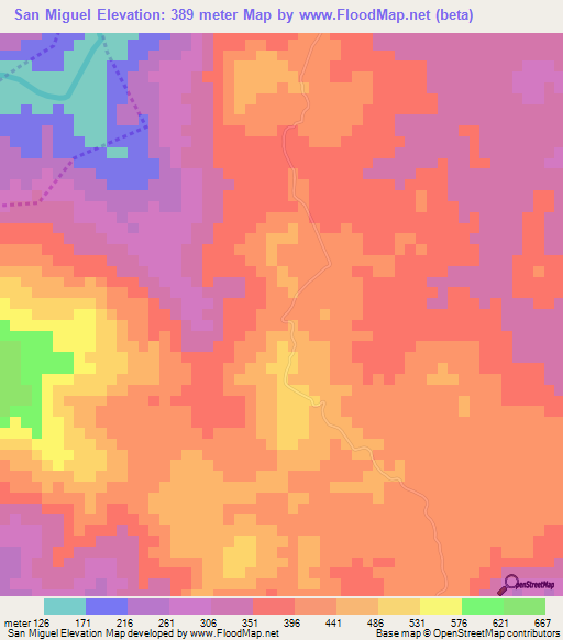 San Miguel,Panama Elevation Map