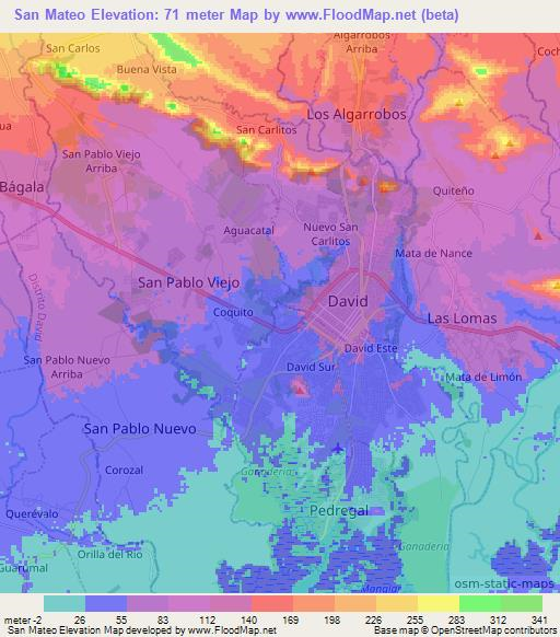 San Mateo,Panama Elevation Map