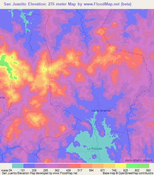 San Juanito,Panama Elevation Map
