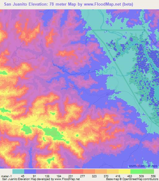 San Juanito,Panama Elevation Map