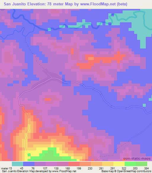 San Juanito,Panama Elevation Map