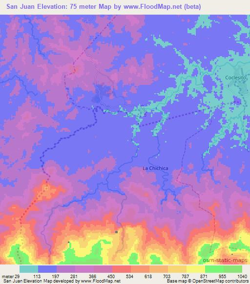 San Juan,Panama Elevation Map
