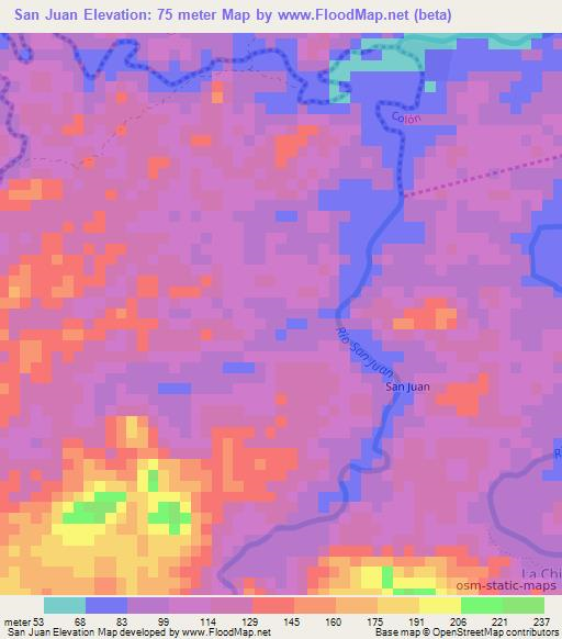 San Juan,Panama Elevation Map
