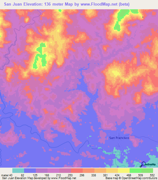 San Juan,Panama Elevation Map