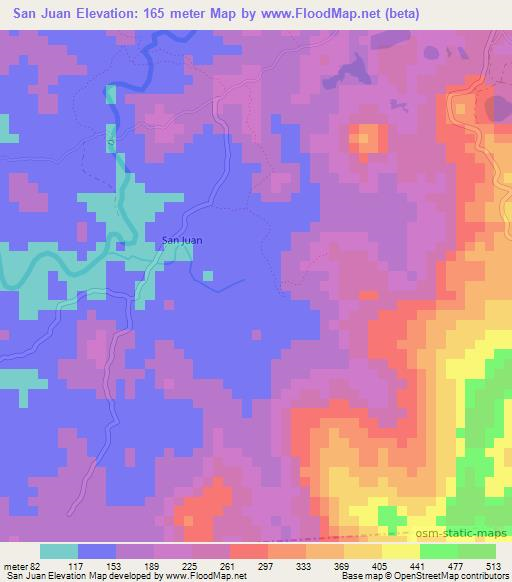 San Juan,Panama Elevation Map