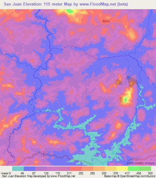 San Juan,Panama Elevation Map