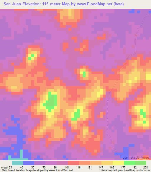 San Juan,Panama Elevation Map