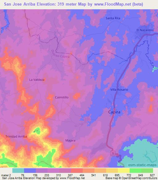 San Jose Arriba,Panama Elevation Map
