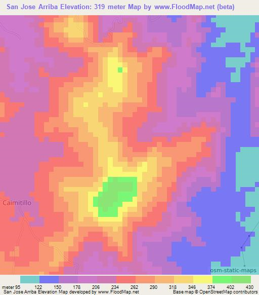 San Jose Arriba,Panama Elevation Map