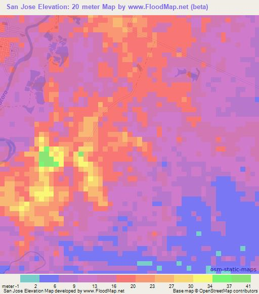 San Jose,Panama Elevation Map