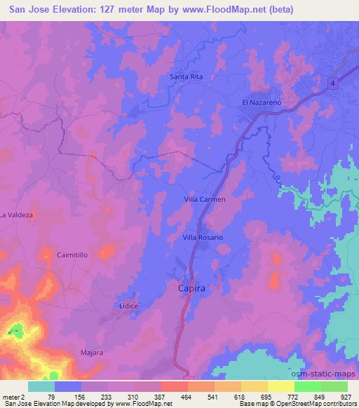 San Jose,Panama Elevation Map