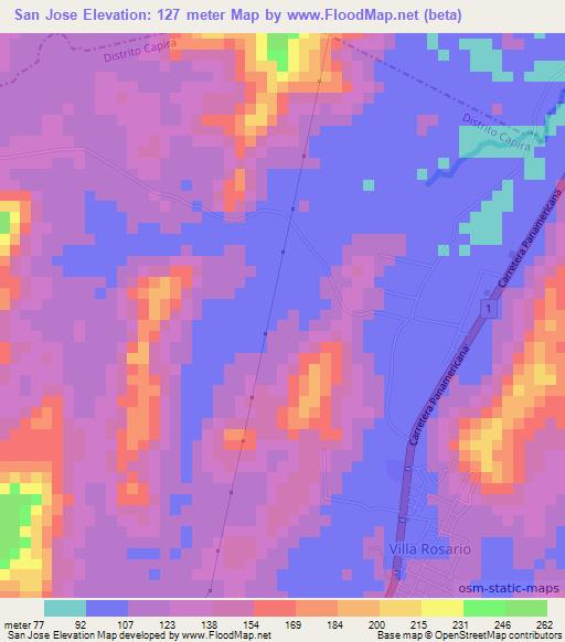 San Jose,Panama Elevation Map
