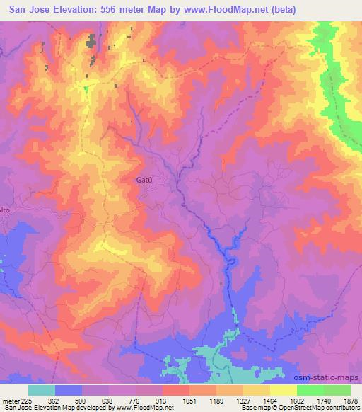 San Jose,Panama Elevation Map