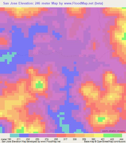 San Jose,Panama Elevation Map