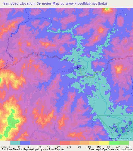 San Jose,Panama Elevation Map