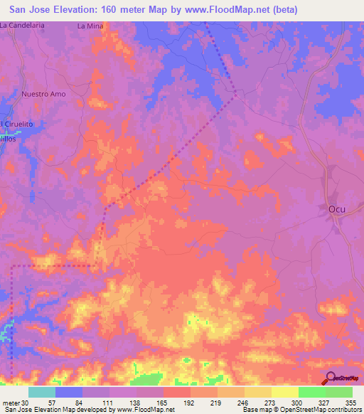 San Jose,Panama Elevation Map