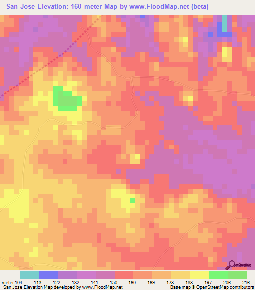 San Jose,Panama Elevation Map