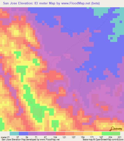 San Jose,Panama Elevation Map