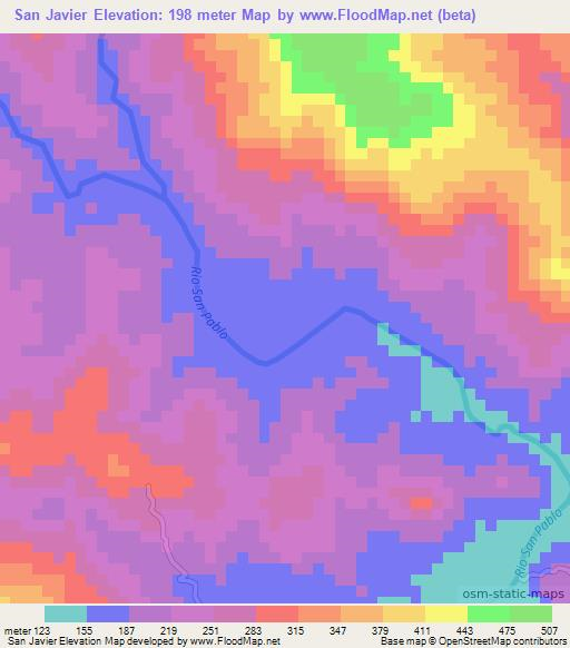 San Javier,Panama Elevation Map