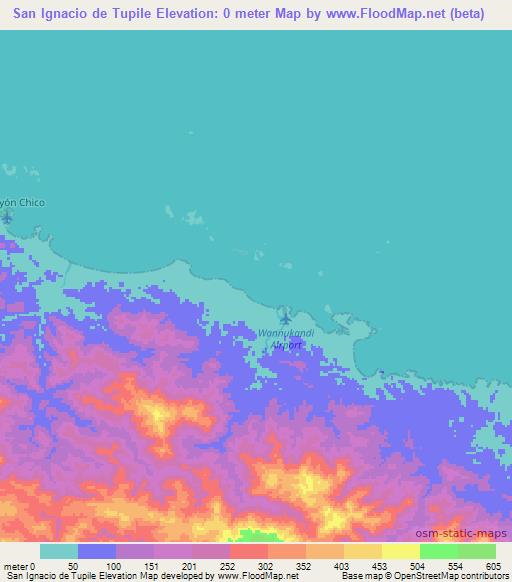San Ignacio de Tupile,Panama Elevation Map