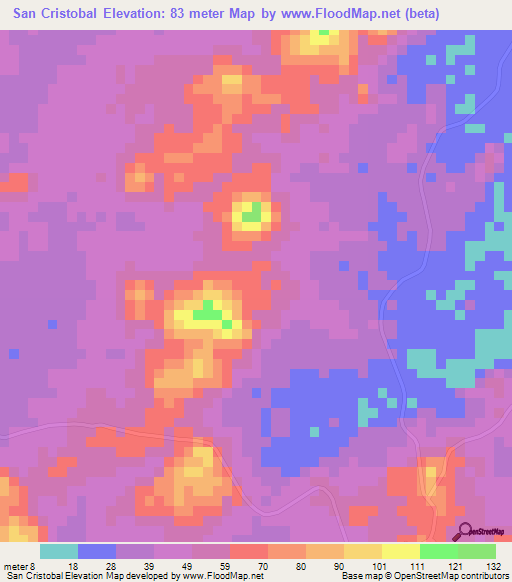 San Cristobal,Panama Elevation Map