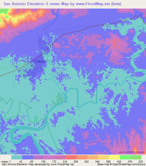 San Antonio,Panama Elevation Map