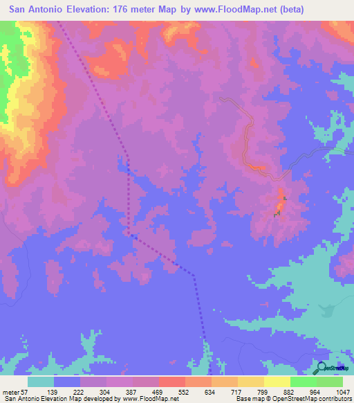 San Antonio,Panama Elevation Map