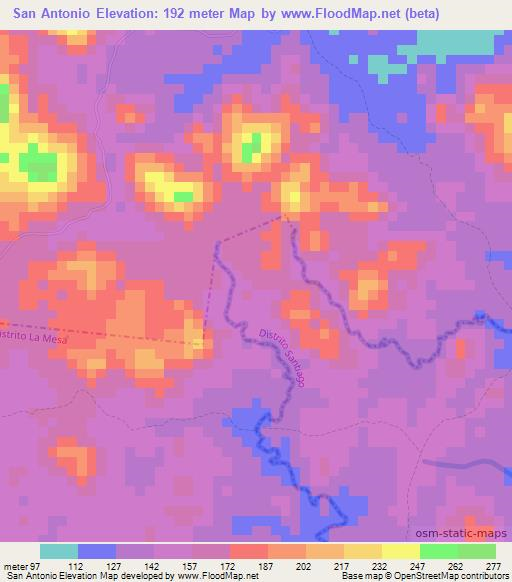 San Antonio,Panama Elevation Map