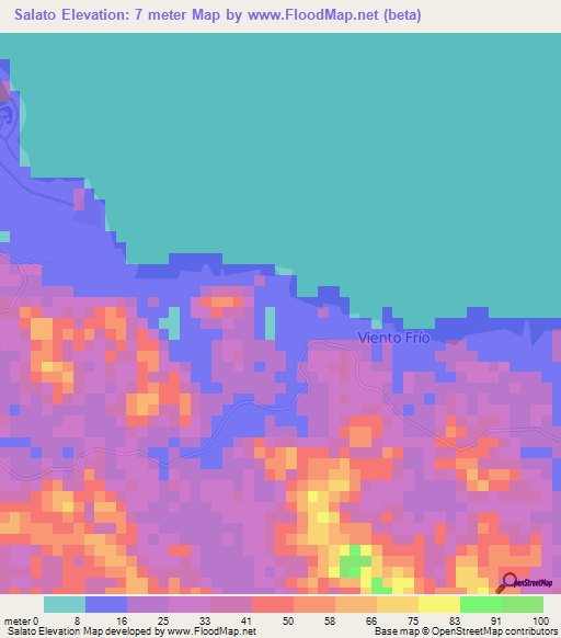 Salato,Panama Elevation Map