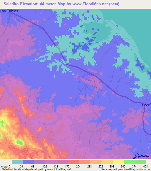 Saladito,Panama Elevation Map