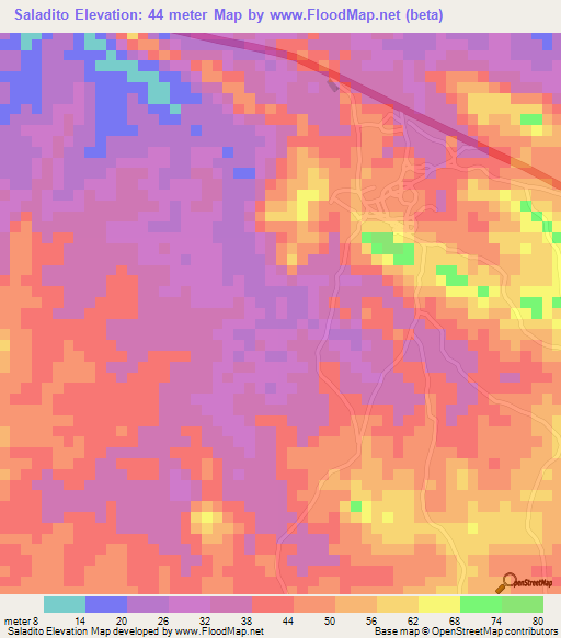 Saladito,Panama Elevation Map