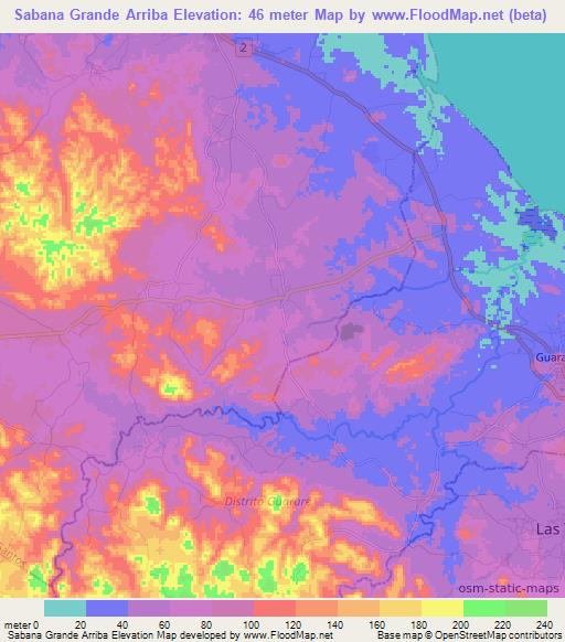 Sabana Grande Arriba,Panama Elevation Map