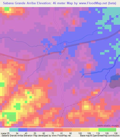 Sabana Grande Arriba,Panama Elevation Map