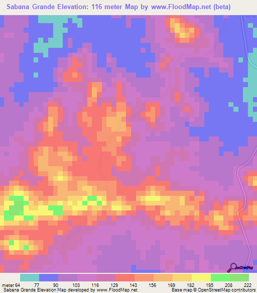 Sabana Grande,Panama Elevation Map