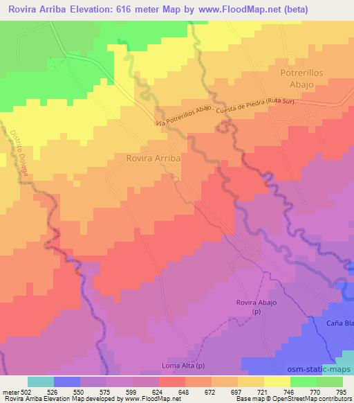 Rovira Arriba,Panama Elevation Map