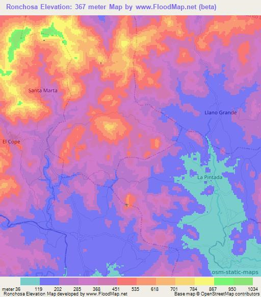 Ronchosa,Panama Elevation Map