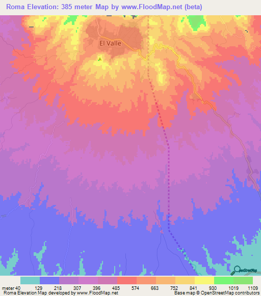 Roma,Panama Elevation Map