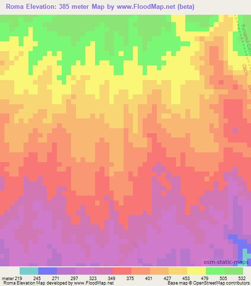 Roma,Panama Elevation Map