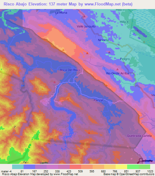Risco Abajo,Panama Elevation Map