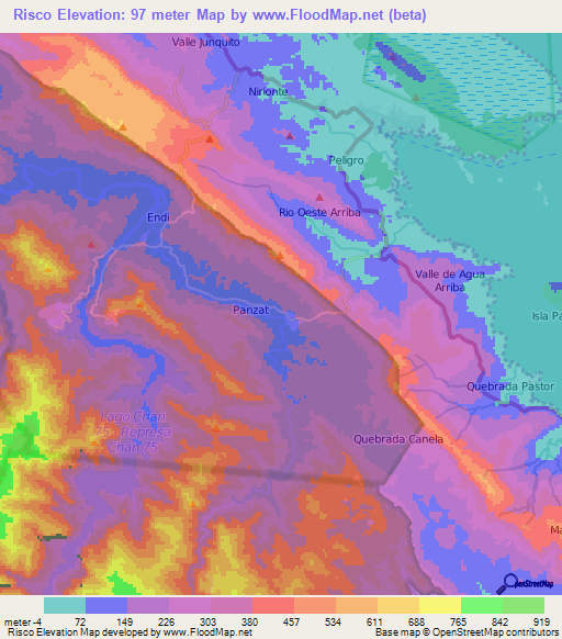 Risco,Panama Elevation Map