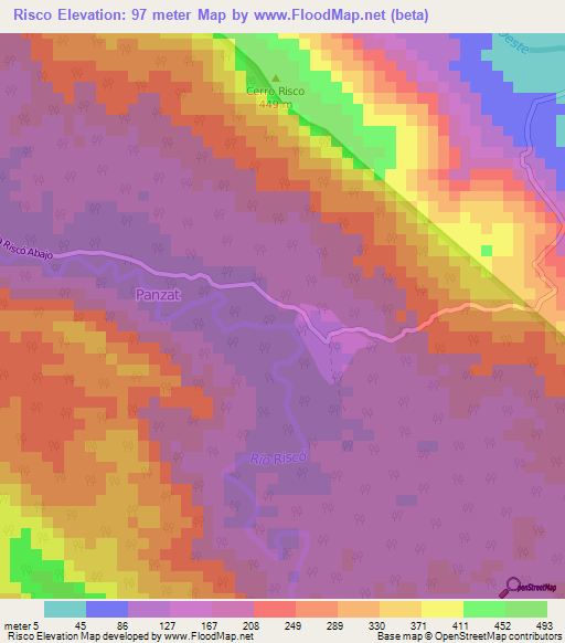 Risco,Panama Elevation Map
