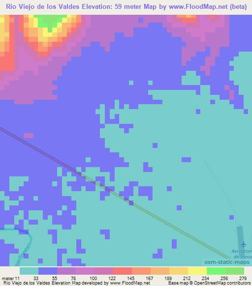 Rio Viejo de los Valdes,Panama Elevation Map