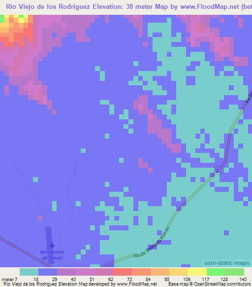 Rio Viejo de los Rodriguez,Panama Elevation Map