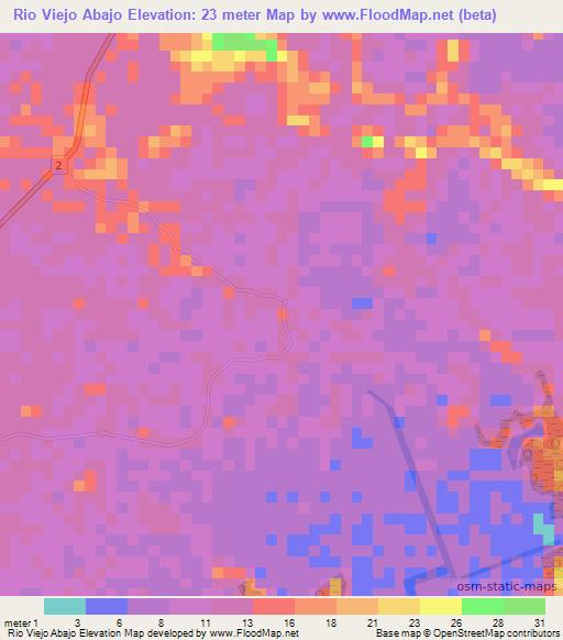 Rio Viejo Abajo,Panama Elevation Map