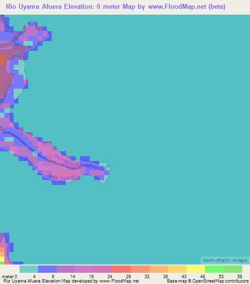 Rio Uyama Afuera,Panama Elevation Map