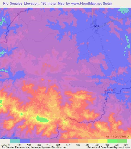 Rio Senales,Panama Elevation Map