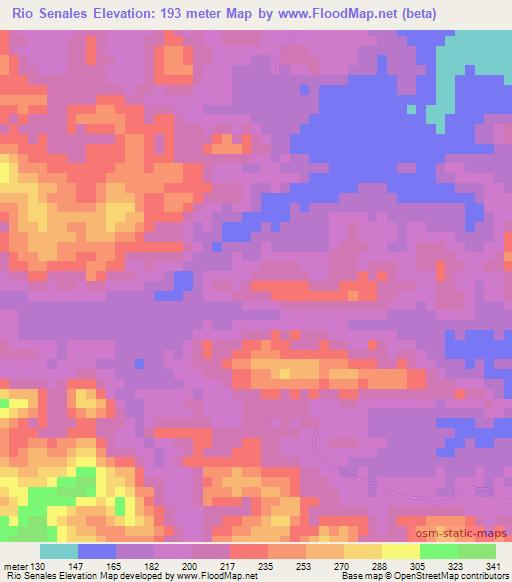 Rio Senales,Panama Elevation Map
