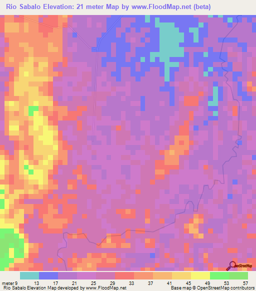 Rio Sabalo,Panama Elevation Map