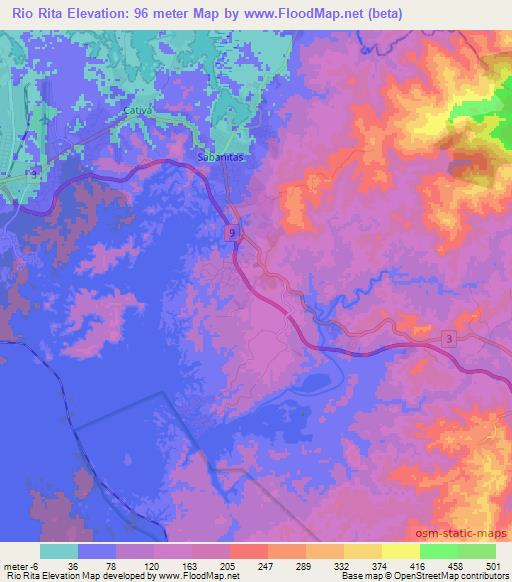 Rio Rita,Panama Elevation Map